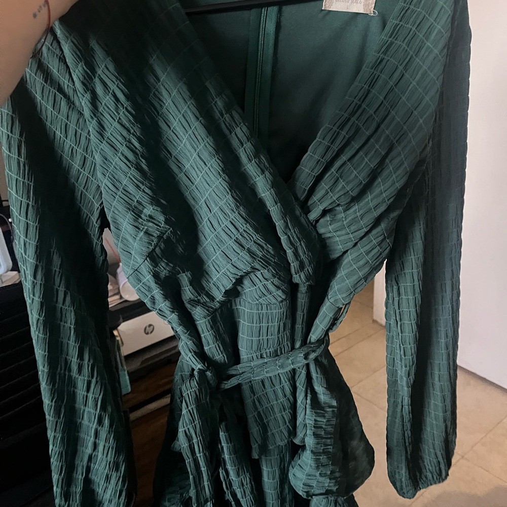 Altar'd State Green Textured Wrap Dress